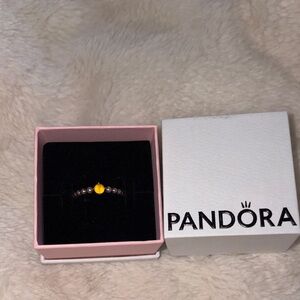 Pandora Yellow Bead Ring with Dark Accents